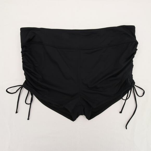 Beach House Swim Shorts Black Ruched Adjustable Side Tie Up UPF Modest 20W NWT - Picture 2 of 15